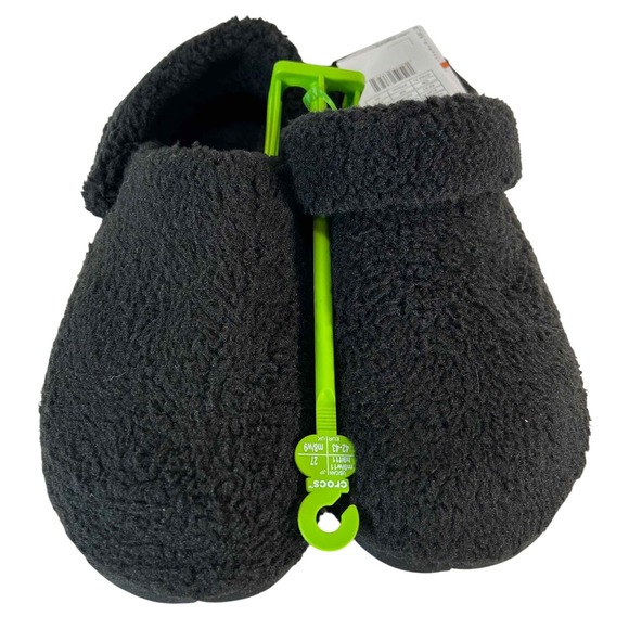 Crocs Classic Cozzzy Slipper Black Fuzzy Warm Clogs Shoes Women Men Size M9/W11 - Picture 1 of 12